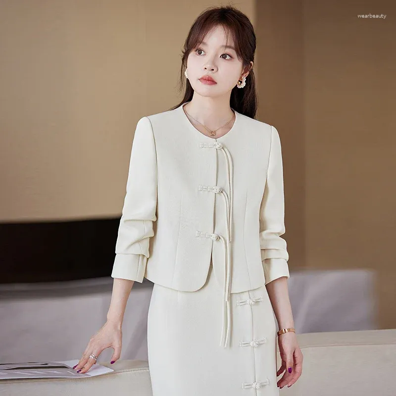 Zweiteiliges Kleid High-End-Wolle im chinesischen Nationalstil Mode Damenanzug Jacke Rock weiblich 2024 Slim-Fit Elegantes Prominenten-Set