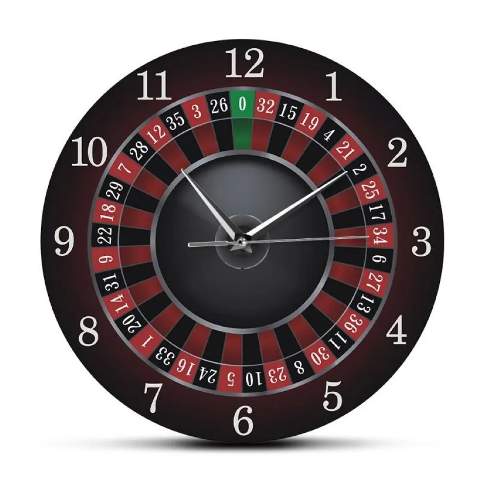 Horloge murale de Poker Roulette avec cadre en métal noir, décor artistique mural pour salle de jeux de Las Vegas, montre de Casino, cadeau 276r