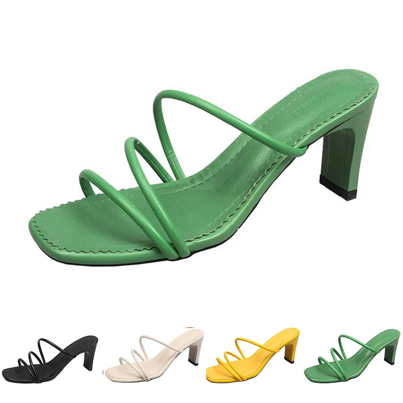 Женские тапочки на каблуках сандалии модные туфли Тройная белая черная красная желтая зеленая коричневая Color9 55