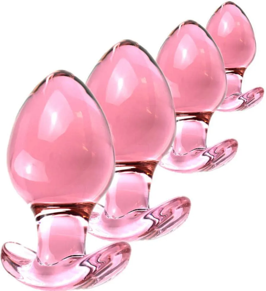 125 66 mm Enorme Dmooth Cristal Negro Rosa Vidrio Consolador Dilatación Anal Butt Plug Juguetes Sexuales Para Hombres Mujeres Gran Culo Buttplugp08044125191