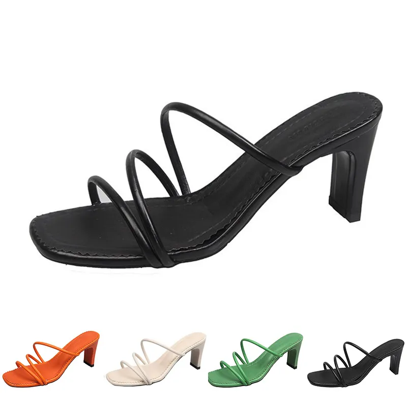 슬리퍼 여성 샌드 샌들 하이힐 패션 신발 가이 트리플 흰색 검은 색 빨간색 녹색 갈색 갈색 97
