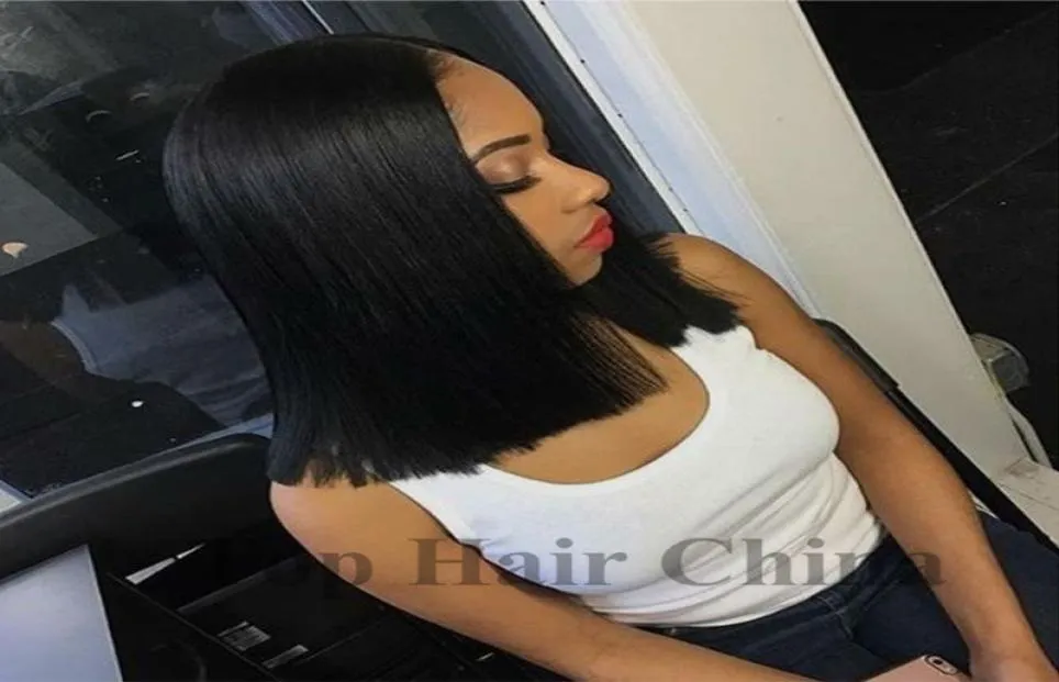 Natural Soft Short Straight Bob Black Color 1b Synthetic Wig Side Parting Glueless Heat Resistant Fiber Hair For Black Women5524478