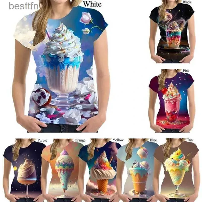 Damska koszulka śmieszna lodowa koszulka 3D Kobieta Kobieta letnia koszula moda hip-hop swobodne topy tees wygodne odzież fe tshirt 240311