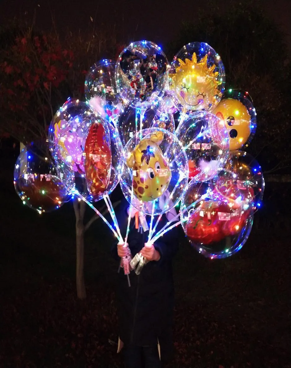 LED Cartoon Bobo Ball Balloon Luminous Light Up Balloons شفاف