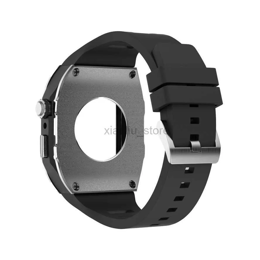 Zespoły inteligentne paski bransoletki okładka ze stopu stopu z zintegrowanym zestawem obserwacyjnym zestawu silikonowego pasmo obserwacyjne Fit Iwatch Series 8 7 6 SE 5 4 For Watch 44 45 mm
