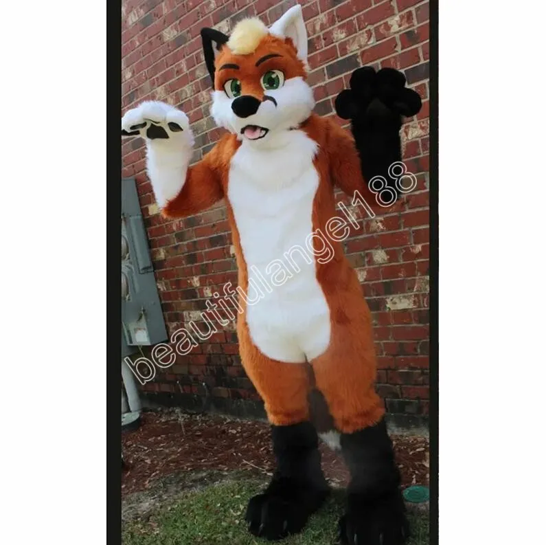 2024 Halloween Furry Fox Dog Wolf Traje de la mascota de alta calidad Personalizar Dibujos animados Felpa Diente Anime Tema Personaje Adulto Tamaño Navidad Carnaval Vestido de lujo