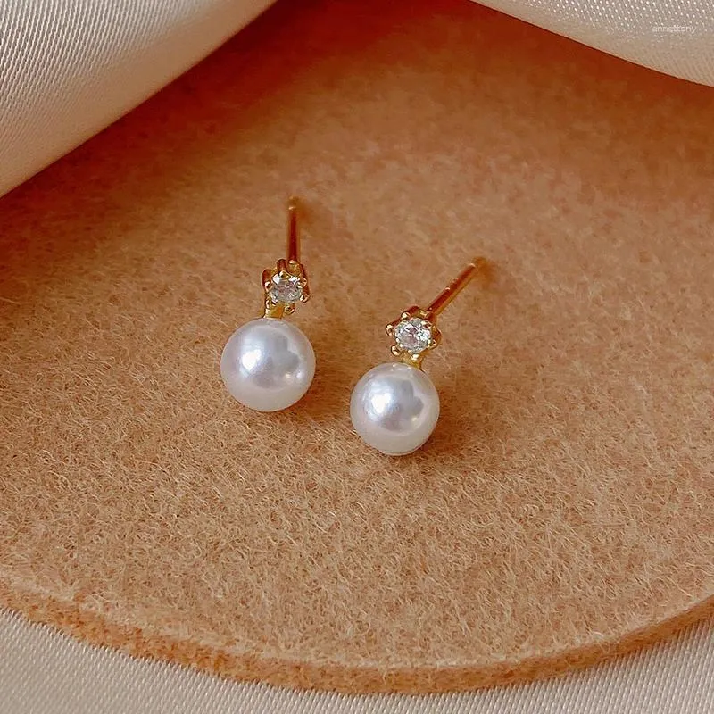 Stud Earrings 925 Sterling Silver Pearl Small Diamond Ear Studs For Women's Summer 2024 Fashion Earbone Special Design