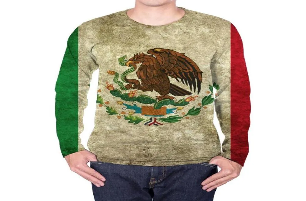 Men039s Tshirts Mexico Long Sleeve T Shirt Men National Flag Flag Fande Koszule Zwierzę Hip Hop Eagle 3D Printed Tshirt Męskie odzież6343829