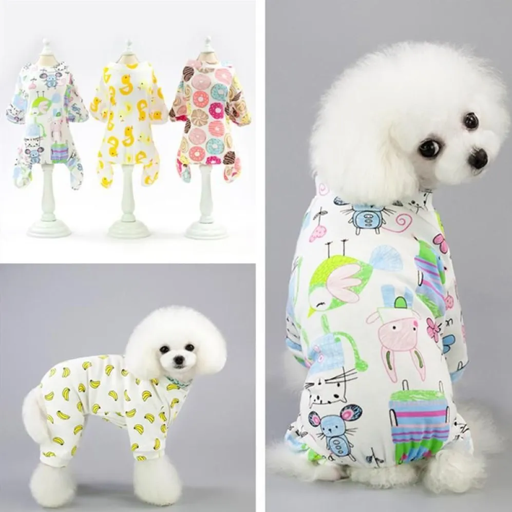 Köpek Giyim Bahar Yaz Servisi Dört Ayak Pet Giysileri Meyve Partten Pijamalar Klima1817