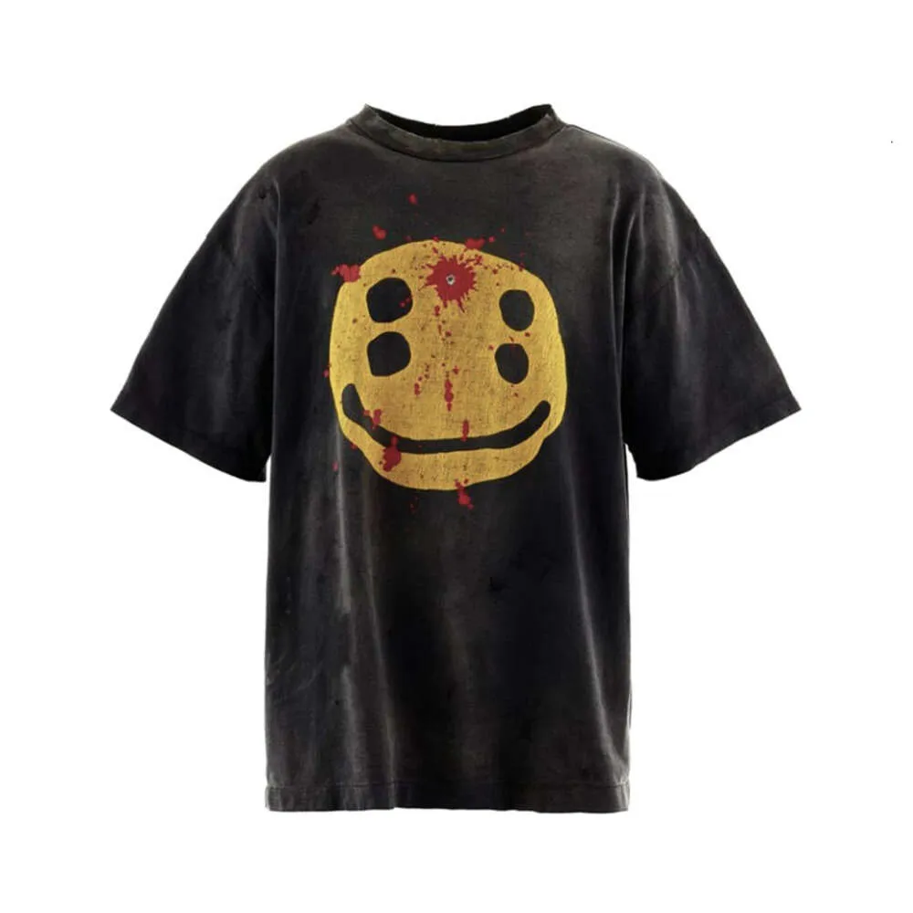 Designer Luxury MICHAEL Classic Summer broken smiley face print high quality multi-functional wash old short-sleeved T-shirt