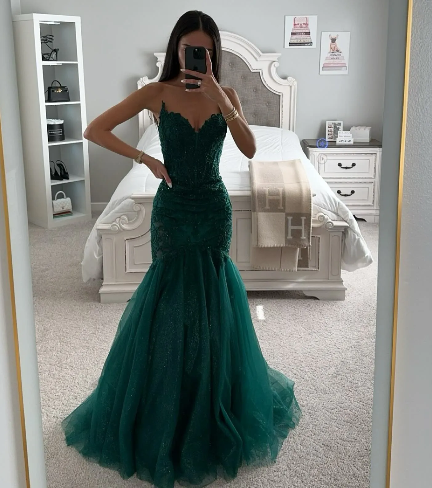 Green sequin mermaid prom dress backless lace tulle formal evening gown  with sweep train from Dhgate Prom Dresses - price 273.38