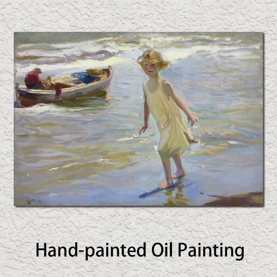 Joaquin Sorolla Bastida Paintings for Detail of Girl on The Beach Oil Canvas Modern Landscapes Art Hand Painted176K