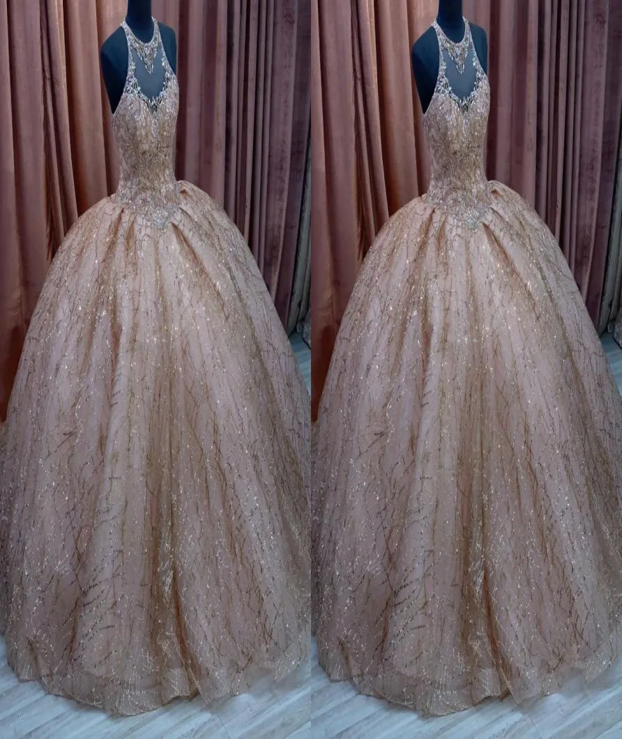 Błyszczące projektant Rose Gold cekinowany 2022 Sukienki na bal.