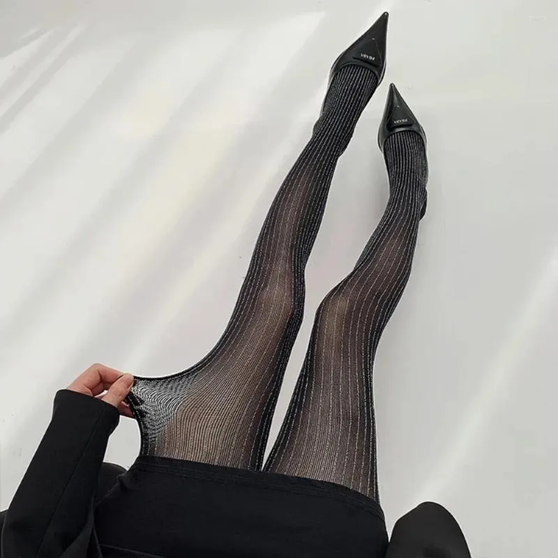 Kvinnors strumpor plus storlek Black Tights Sexig bodysuit tatuering lår ren underkläder glitter upp elastiska strumpbyxor