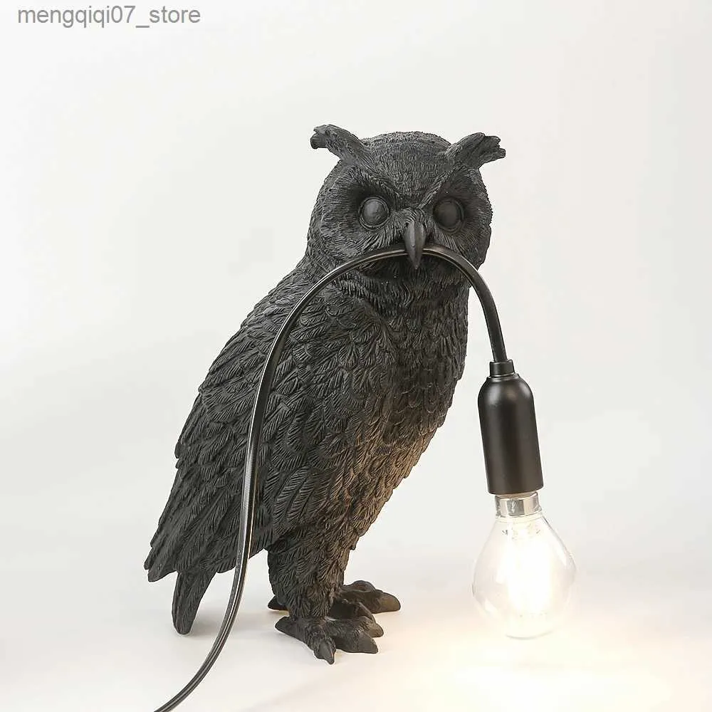 Lamps Shades Owl Desk Lamp Home Decor light Owl Ornament Bedroom Desk Lamp Living Room Decorative LED nightstands bedside table lamps L240311