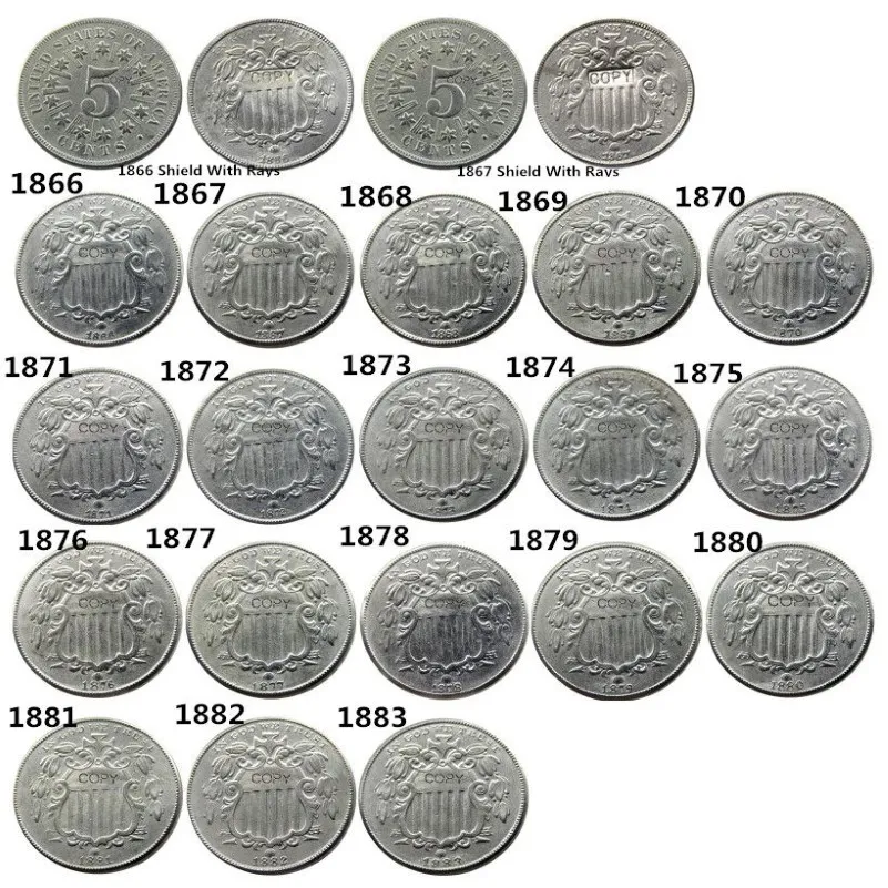 米国1866 -1883 20pcs 5セントニッケルコピーメデルクラフトプロモーション安い工場素敵なホームアクセサリー304h