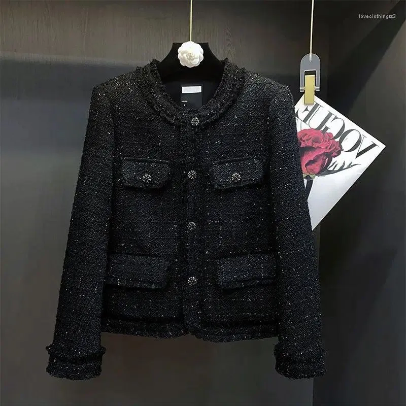 Giubbotti da donna 2024 Donna Autunno Inverno Elegante Cappotti corti in tweed Donna monopetto ritagliata Donna Capispalla casual allentato R837