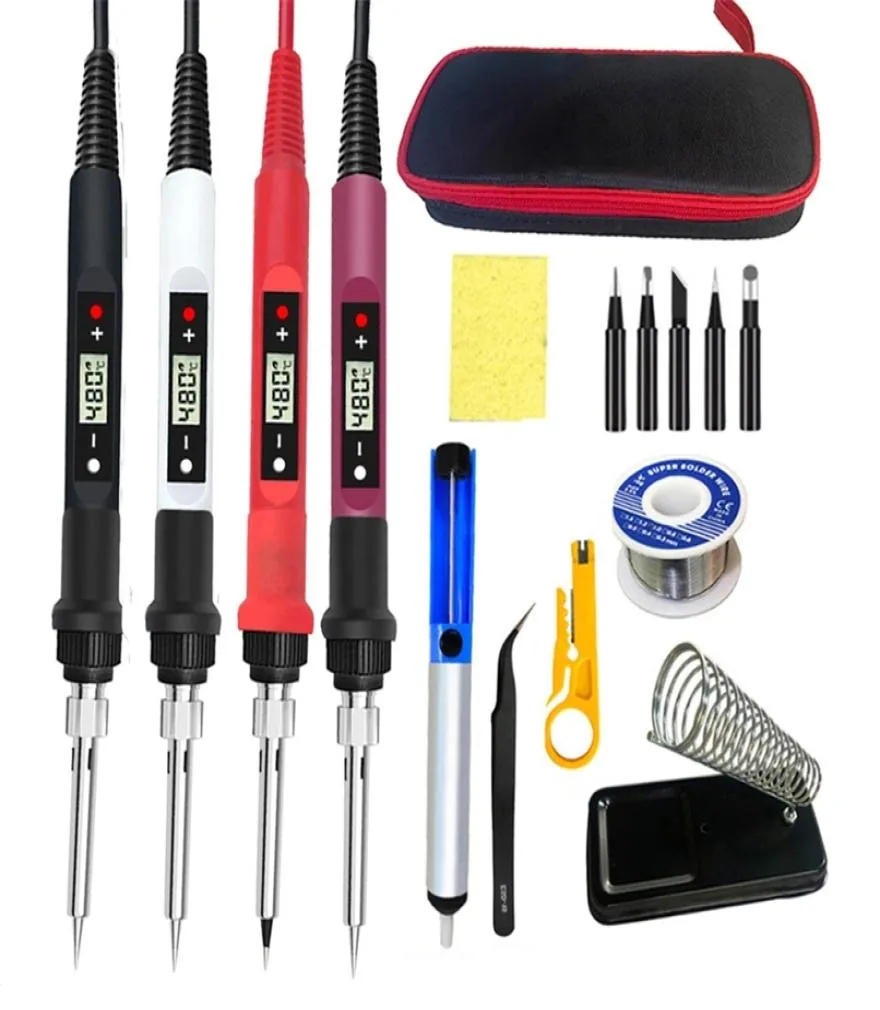 80W Digital Electric Soldering Iron Kit Set Temperature Adjustable 220V 110V Welding Tool Ceramic Heater Soldering Tips Rework 2113827622