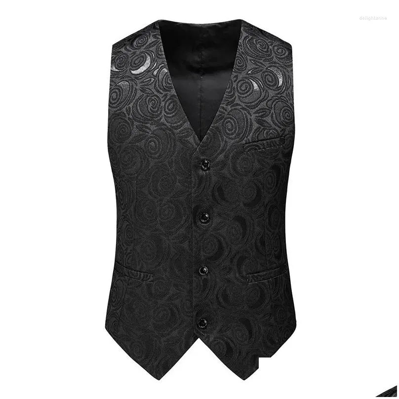 Erkek yelekleri 2024 yelekler erkekler için takım elbise yelek siyah Victoria gotik steampunk resmi yelek smokin 6xl büyük boyutlu damla teslimat pır