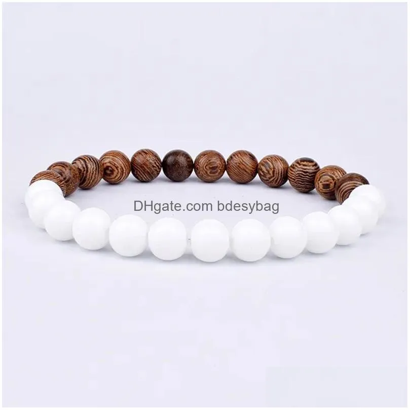 Perles en pierre naturelle de 8Mm, brins faits à la main, bracelets à breloques pour femmes et hommes, bijoux de Yoga élastiques de fête, livraison directe Dh3Ns