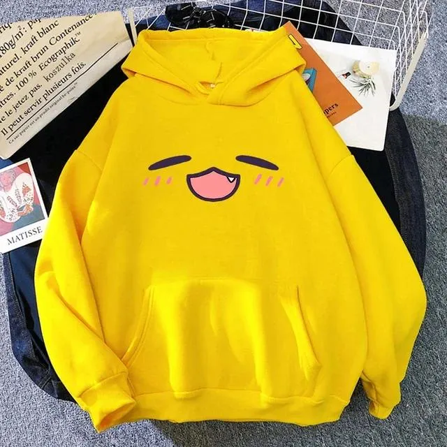 Damen Hoodies Tako Takodachi Gesicht Hoodie Anime Hololive Winter Frauen Frühling/Herbst Tops Unisex Sweatshirt Vintage Harajuku Sudaderas