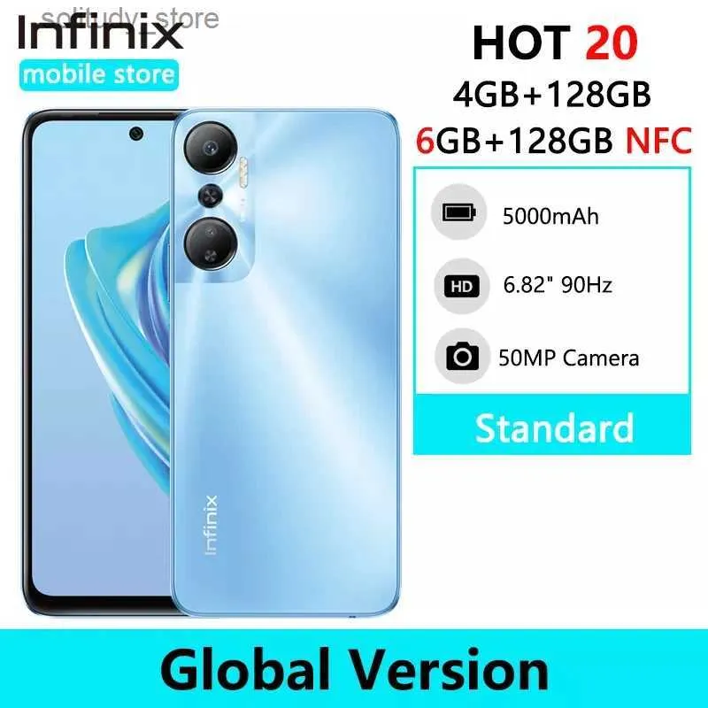 Mobiltelefoner Infinix Hot 20 4GB 128GB smartphone 4GB 64 GB Helio G85 Telefon 50MP AI Bakkamera 5000mAh Batteri Q240312