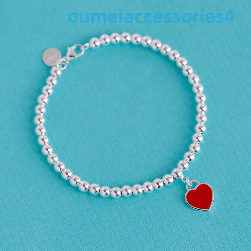 2024 Jewelry Designer Brand Armband S925 Sterling Female Love Red Buddha Beads Silver Heart Armband