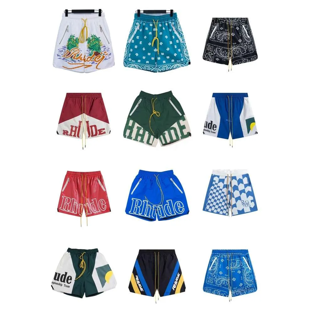 Top quality designer rhude shorts summer fashion beach shorts Mens Womens street wear red blue black loose ligthweight rhude shorts mens short gym shorts zv