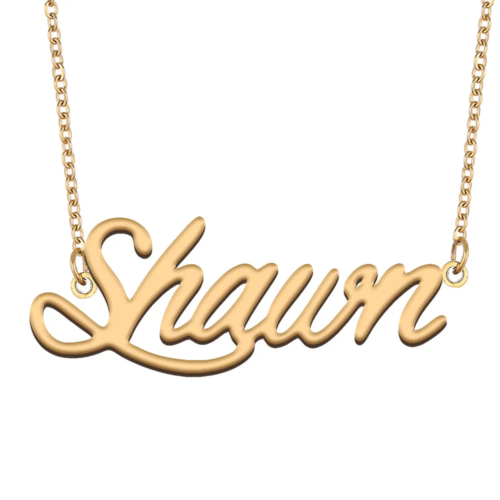 Shawn Name Necklaces 펜던트 여성을위한 맞춤형 여학생 어린이 가장 친한 친구 어머니 선물 18k 금 도금 스테인리스 스틸