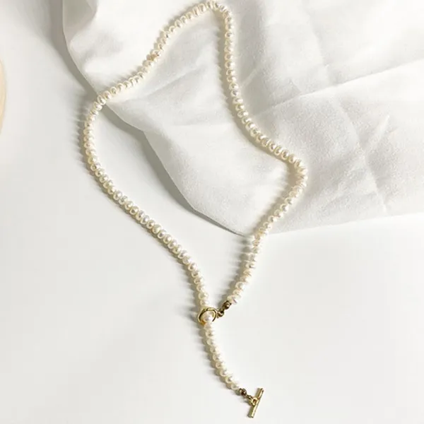 Natural Barock Fresh Water Pearl Necklace Freshwater Pearl Pärlor Elegant OT Buckle Choker Halsband Fashion Jewelry