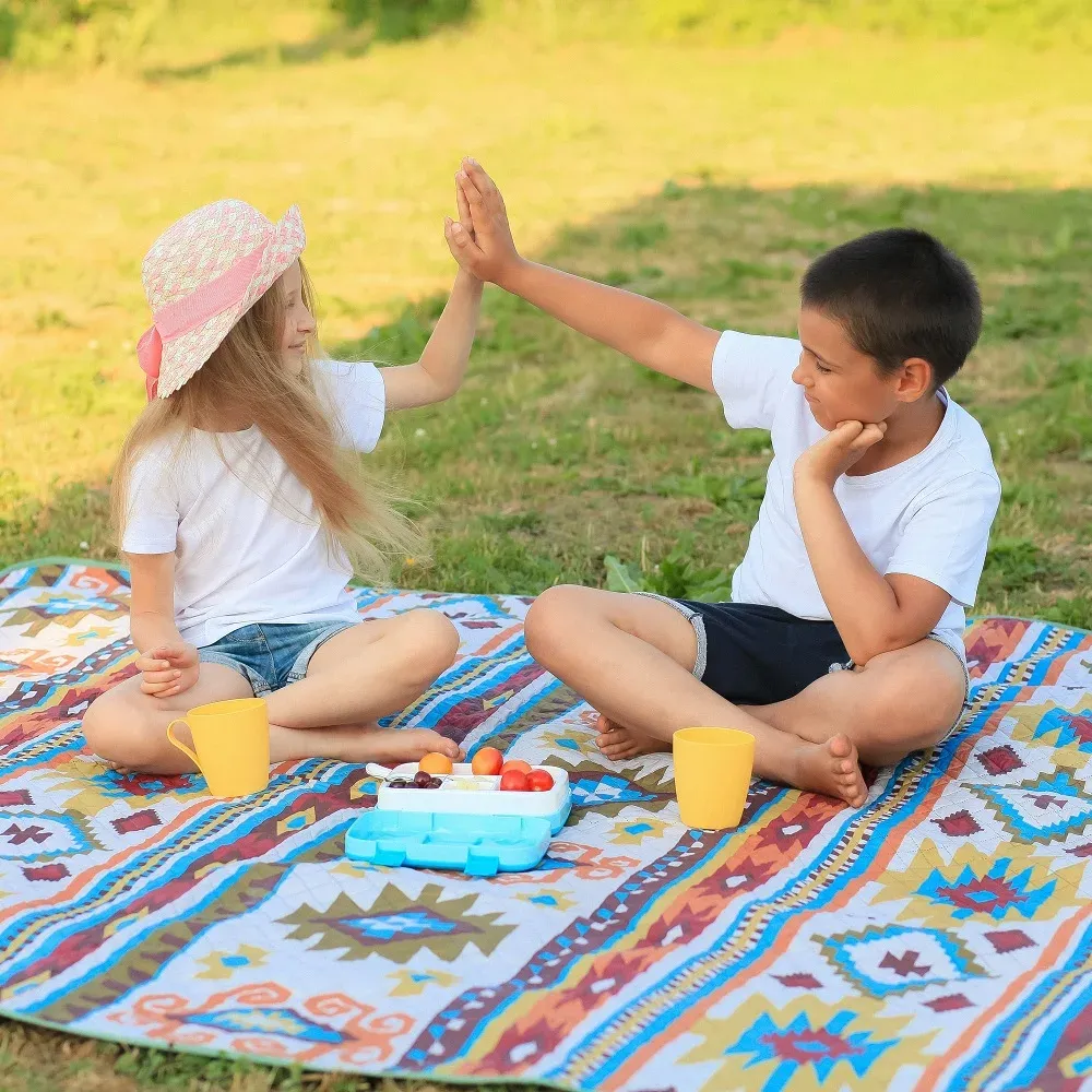 Matte BLACKDEER Campingmatte für Familiennation-Stil, bedruckt, verdickt, wasserdicht, Picknick, Strandmatte, Kinderspiel, Frühling, maschinenwaschbar