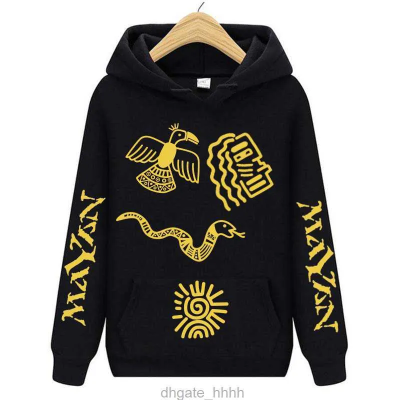 Hoodie Maya Ancient Civilization Fashion Hooded Sportswear Loose Designer Outdoor Round Neck Lång ärm Tecknad tryck #213