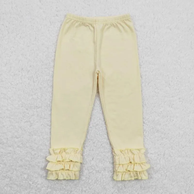 Pantalons en gros enfants infantile jaune à volants Legging pantalon enfant en bas âge printemps automne vêtements bébé fille enfants coton vêtements