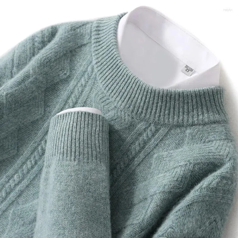 Men's Sweaters Pure Wool Cashmere Sweater Loose Half-high-necked Jacquard Pullover Top-end For Young People In Autumn And Wi