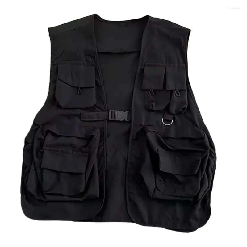 Vêtes pour hommes Soft Men Vest Hop Style Unisexe Cargo avec plusieurs poches Fermeture de boucle pour les femmes