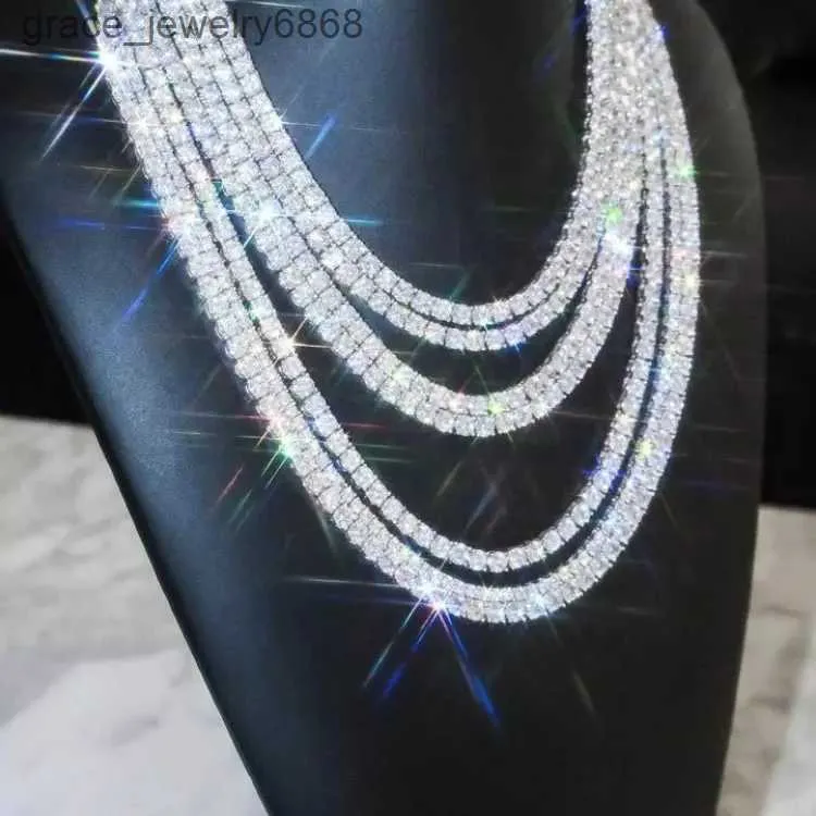 سعر الجملة في الأسهم 925 Sterling Silver Tennis Chain 2mm-5mm VVS Necklace Moissanite Necklace for Fine