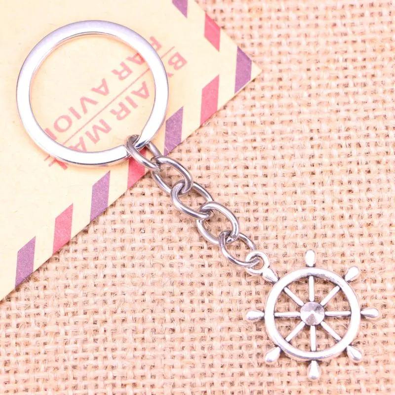 Schlüsselanhänger 20 stücke Mode Keychain 28x24mm Schiffsrad Helm Ruder Anhänger DIY Männer Schmuck Auto Schlüssel Kette ring Halter Souvenir Für Geschenk