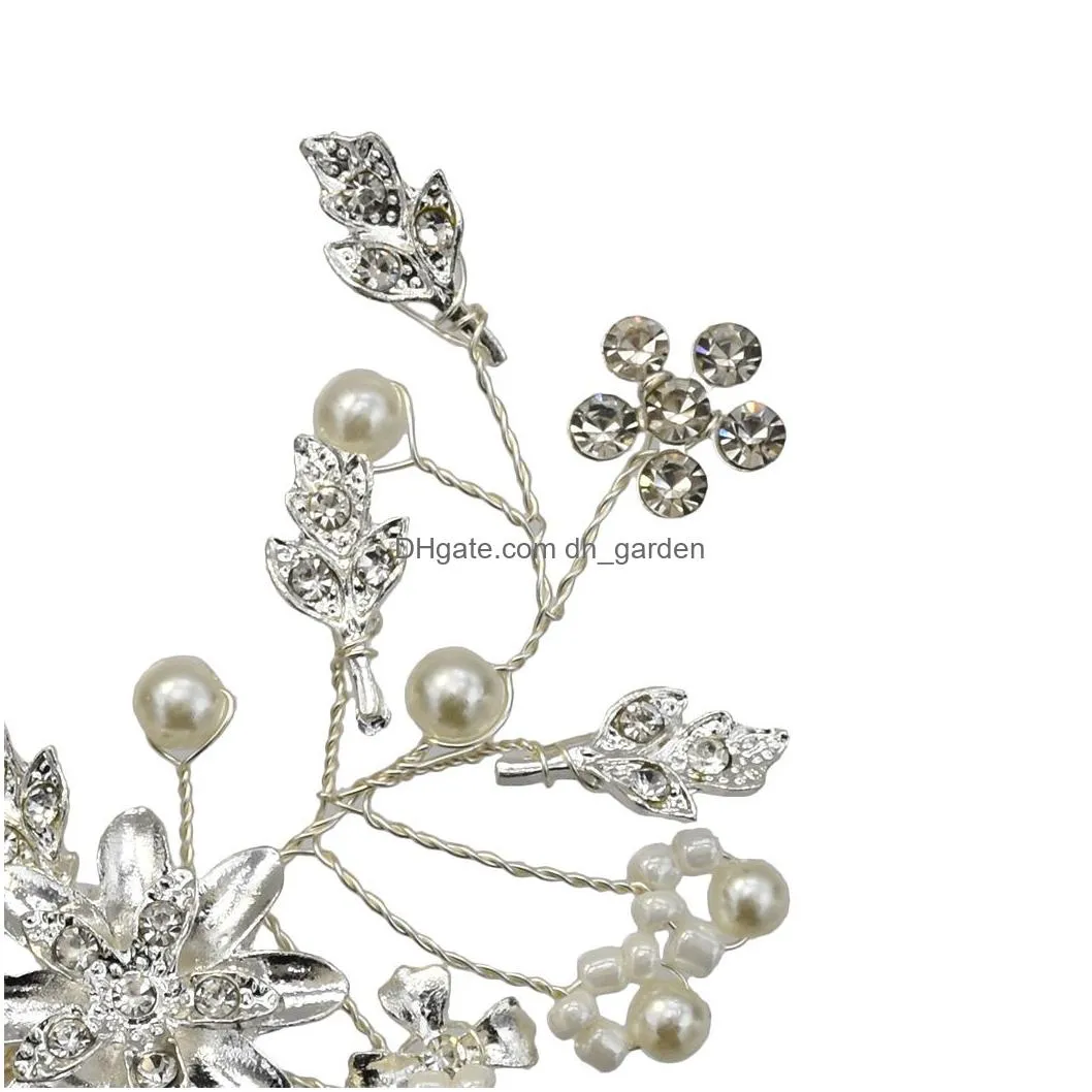 Capelli gioielli simulati perla pettine fatto a mano copricapo con filo di rame e lega fiore stile regali nuziali consegna goccia Hairje Dhgarden Dh2Jy