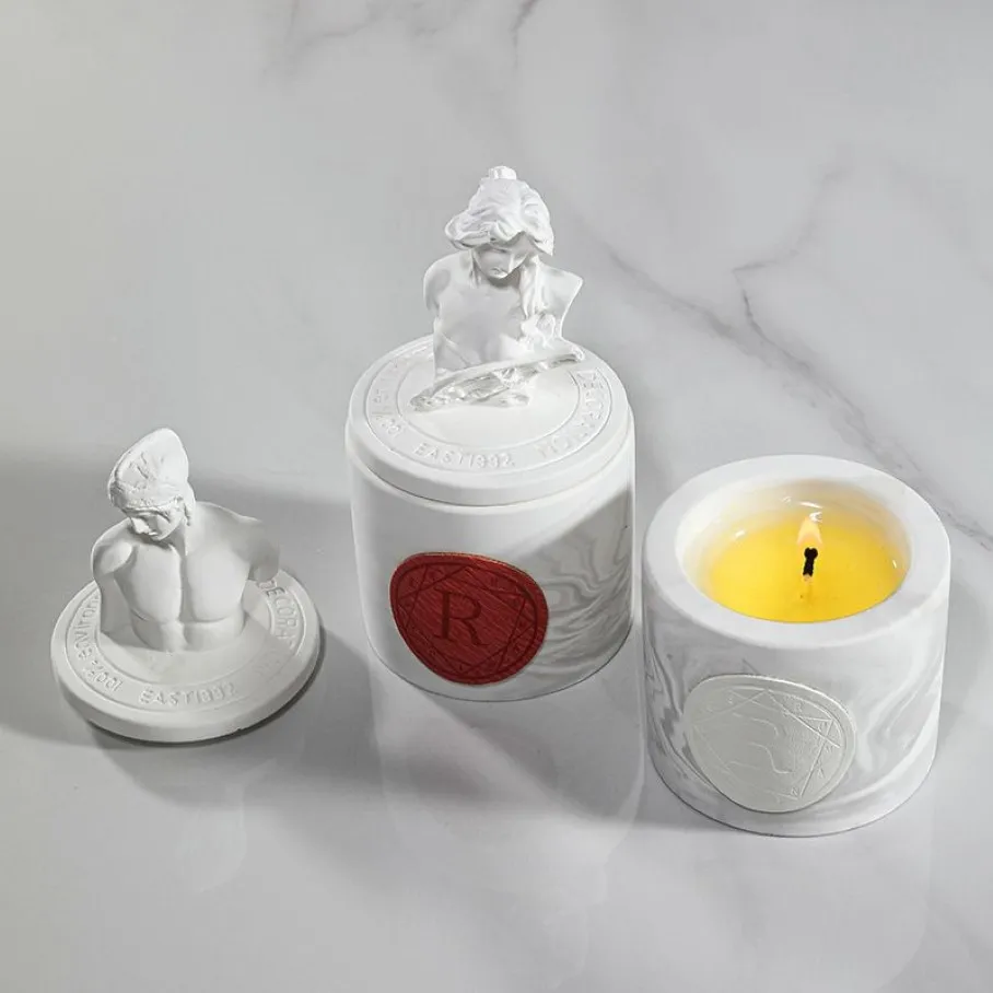 European Retro Sculpture Essential Oil Candle Bedroom lugna nerver doftljus Bröllopsdekoration doftljus Souvenir l282d