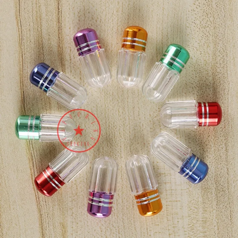 Mini Colorful Smoking Acrylic Aluminium Dry Herb Tobacco Cigarette Holder Stash Case Portable Pill Seal Storage Bottle Moisture-proof Snuff Pocket Container