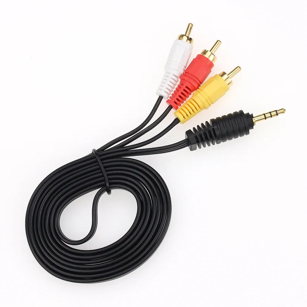 3.5mm jack macho para 3 rca macho cabo de áudio e vídeo linha cabo av para caixa de tv dvd cd computador alto-falante de som 1.5m