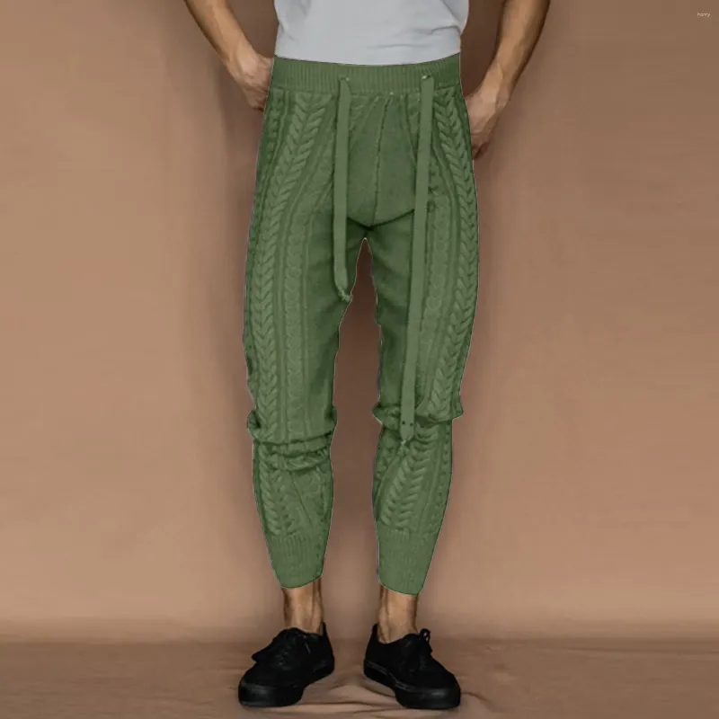 Pantalones de hombre Casual de punto ajuste sólido delgado color juvenil tendencia para hombre moda masculina pantalones con cordón pantalones hombre