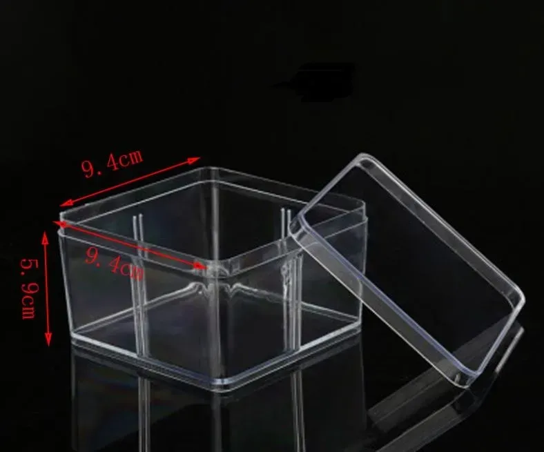 Square Plastic Box 9.5*9.5cm for Small Accessories Transparent PVC Packing Boxes with COVER CONTAINER SN725