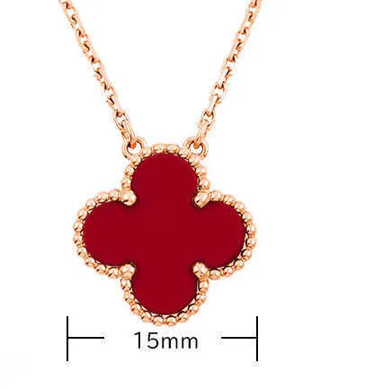 Ontwerper hanger ketting Sweet Love Vanca Jade Four Leaf Grass Dames 18k Rose Gold Flower Dubbelzijdig Rode Agaat Witte Fritillaria Sleutelbeenketting Oftw