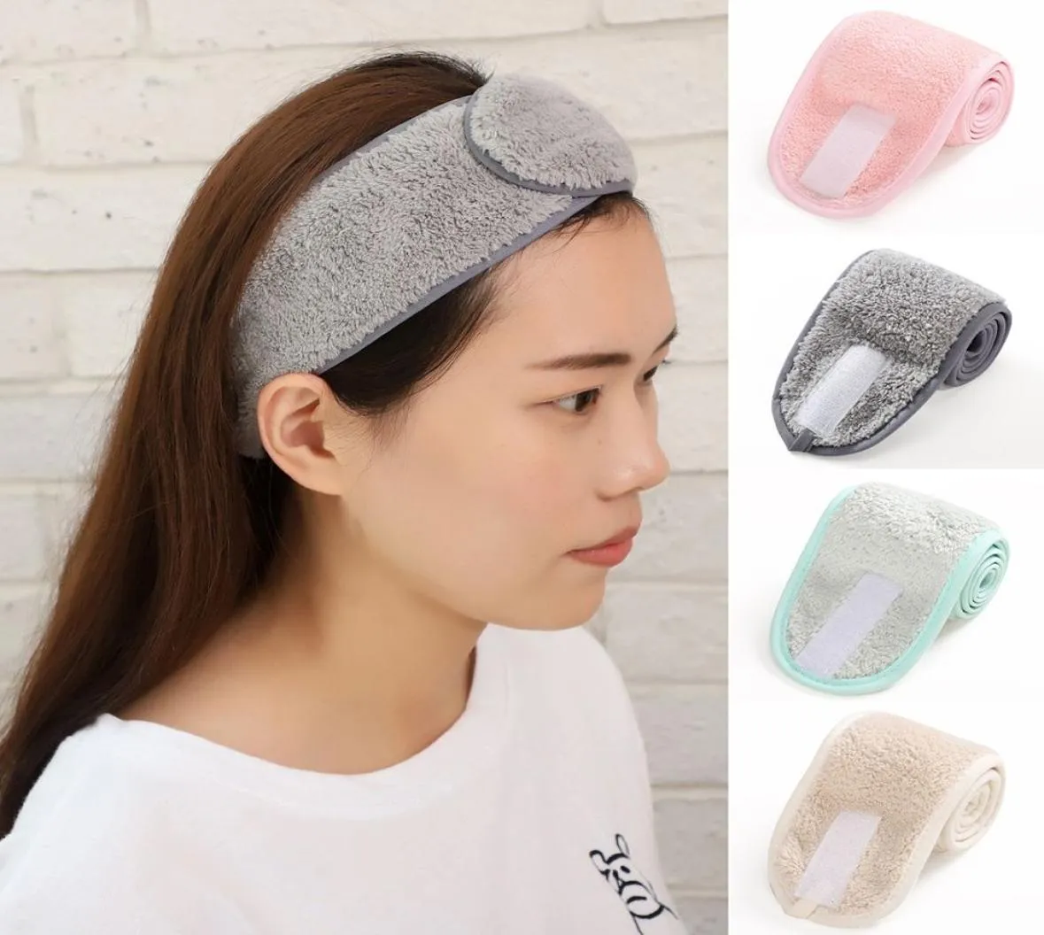 Adjustable Makeup Hairband Headband for Wash Face SPA Facial Hair Bands for Women Girls Soft Toweling Turban Hair Accessories2172838