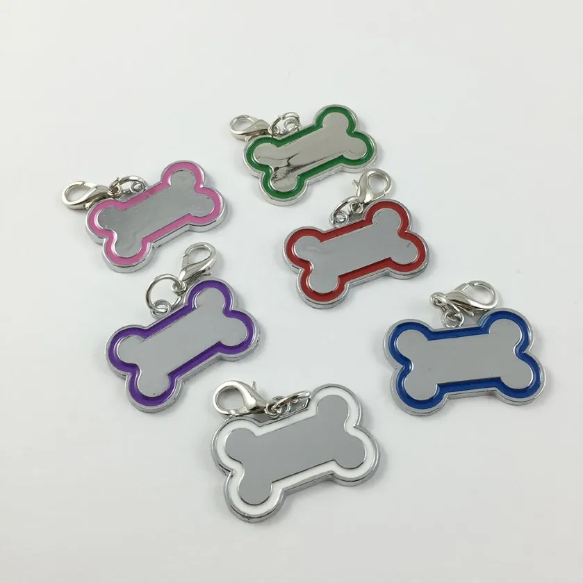 30 pcs lot Creative cute Stainless Steel Bone Shaped DIY Dog Pendants Card Tags For Personalized Collars Pet Accessories222g