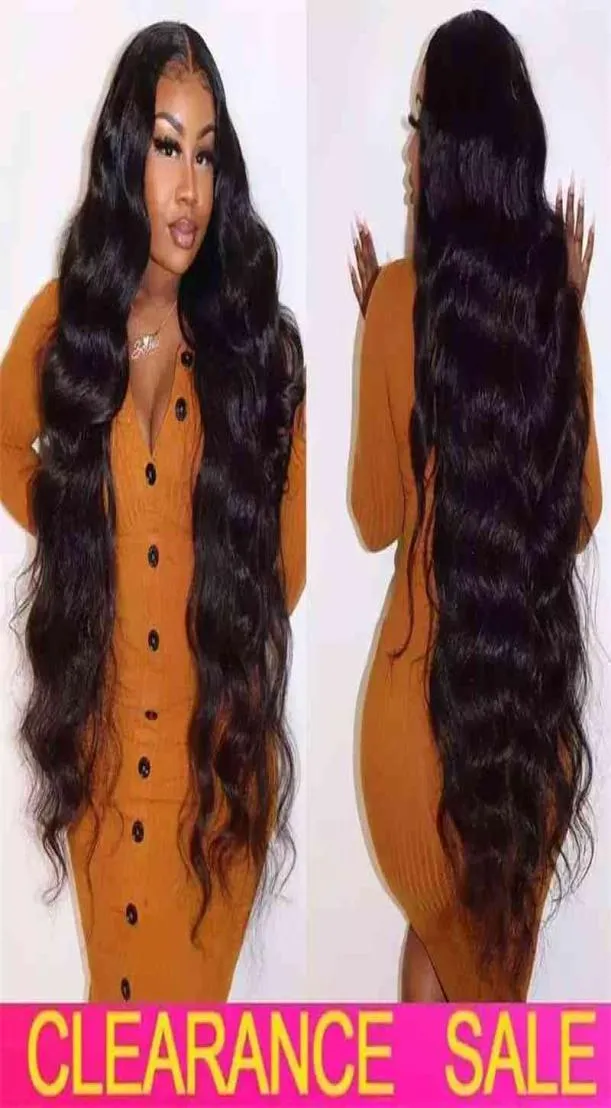 CHEAP 30 Inch Wig Transparent al T Part Brazilian Wavy Body Wave Lace Front Human Hair Wigs1499090