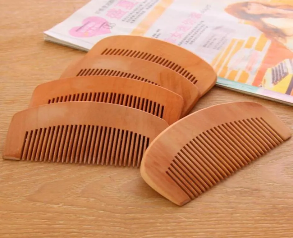 Household Portable Natural Peach Wood Comb Beard Comb Pocket Hair Brush Customized Logo LX30463327964