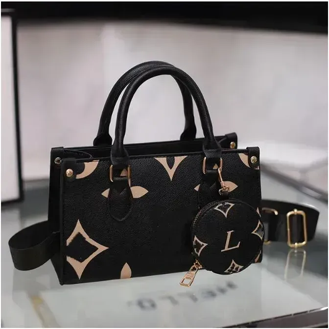 NEW Fashion luxury brand Classic High quality Women designers wallet weekend Reverse Canvas Tote Bag with Round Coin Wallet Designer Luxury Handbag Shoulder Bag