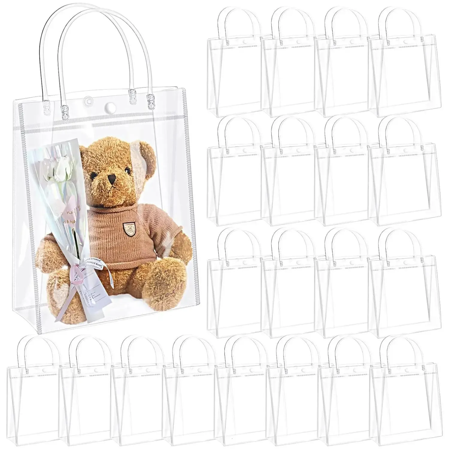 20pcs transparent gift bags holiday packaging birthday anniversaries Valentines weddings 240228